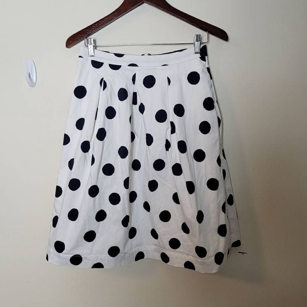 Boden Lola Pleated Polka Dot Midi Skirt w/Pockets 6 Petite